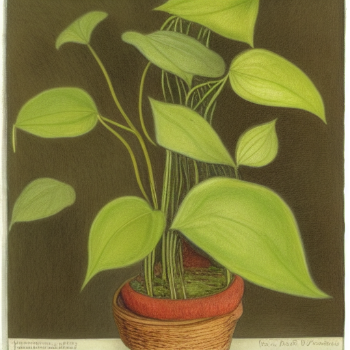 A painting of a pothos plant.