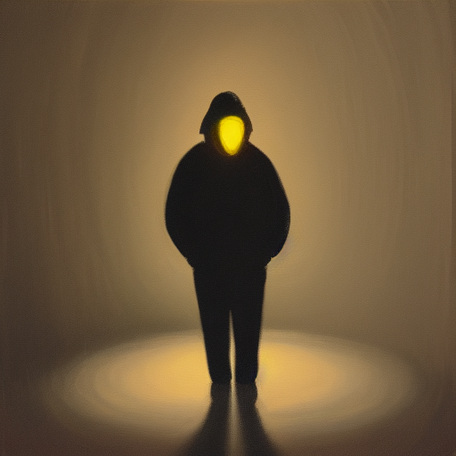 A lone shadowy figure illuminated from behind and from its hood.